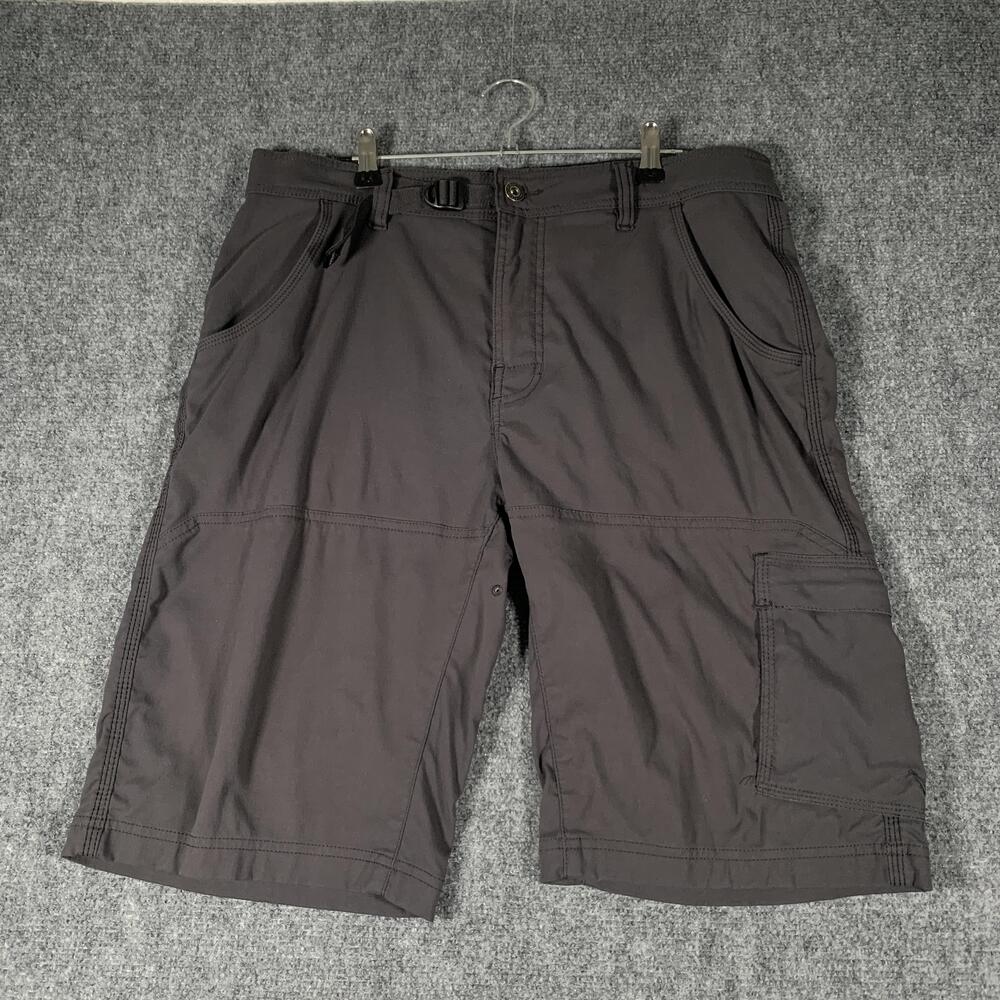 PrAna Shorts Mens 34 Gray Stretch Hiking Cargo 12 Inseam Adjustable Waist